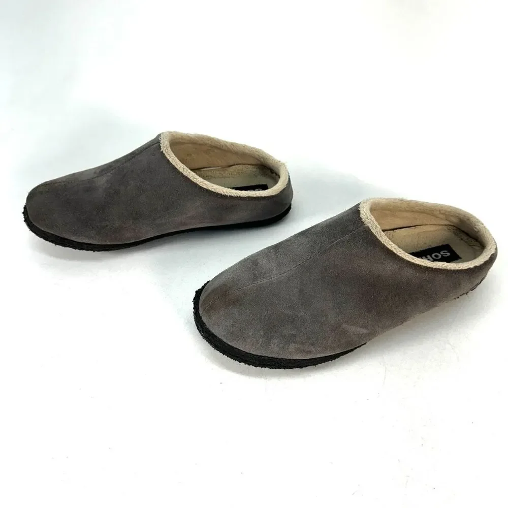 Sorel Kids Youth Size 3 Gray Falcon Ridge Sherpa Lined Slippers